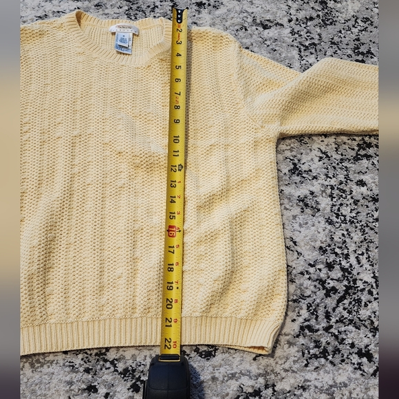 *SOLD* TALBOTS Vintage Knit Sweater Cotton Light Yellow Size MP - Picture 6 of 9
